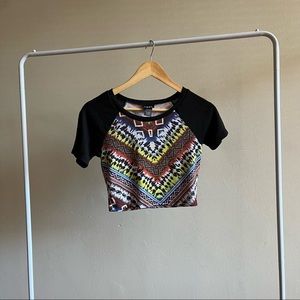 Tribal Print Crop Top • (Size S)